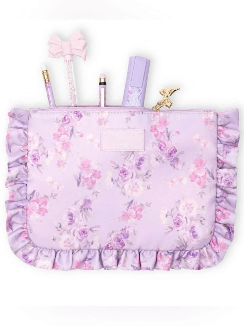 LoveShackFancy X Target Yoobi Hibiscus Flat Zip Pencil Case With Ruffles